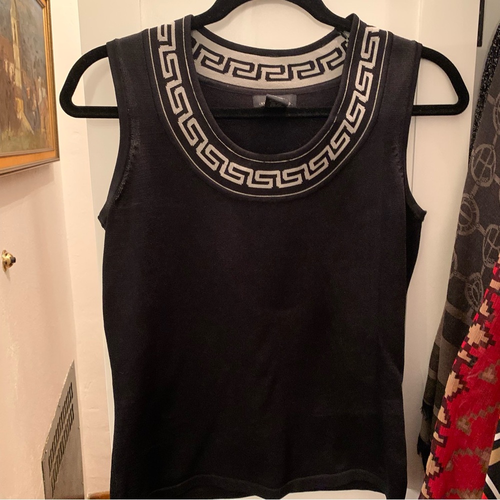 Grace Black Tank Top with Greek Key Pattern